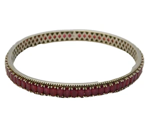 Sterling Silver Marquise-Cut Ruby Eternity Bangle Bracelet Vintage c1970 - Picture 1 of 5