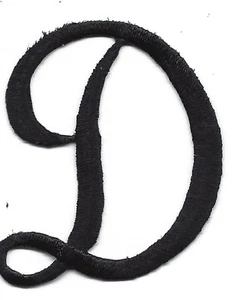 LETRAS DE GUIÓN - Letra de escritura negra "D" - Aplique bordado de hierro - Imagen 1 de 1
