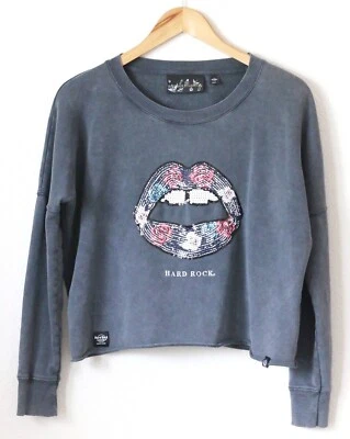 Sudadera Hard Rock Café By Laura Be Talla Pequeña Mujer Lentejuelas Boca Labios Punta Foto 1 de 4