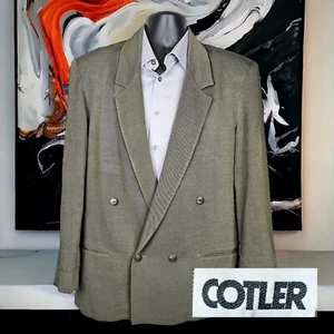Cotler Sport coat Blazer Mens 40R Double Breasted Green Silk Lightly Structured - Picture 1 of 12