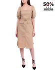 RRP€380 PINKO Popelyne Midi Dress IT42 US6 UK10 M Beige Belted Made in Italy