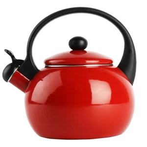Teekessel Emaille 2,2L | Wasserkessel Induktion & Gas | Retro Kessel Rot - Bild 1 von 6