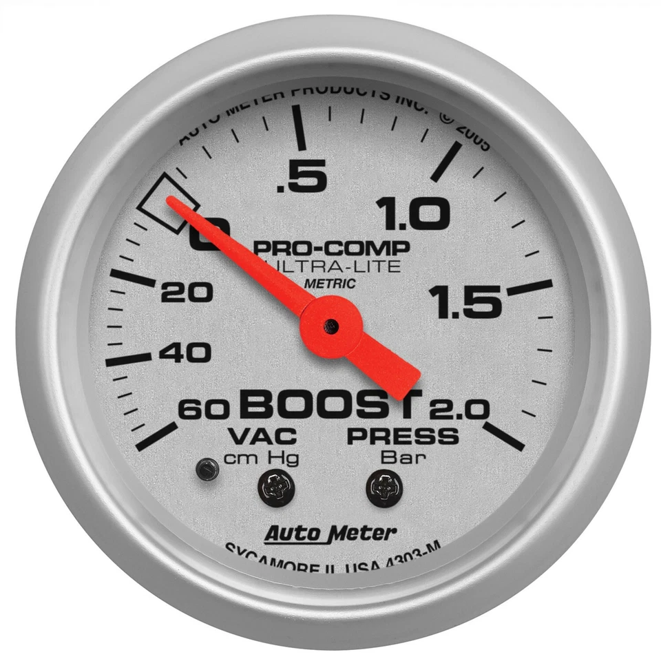Auto Meter 52mm Mechanical Pro Comp Ultralite Turbo Boost Gauge - 1 To 2 Bar - Image 1 of 1