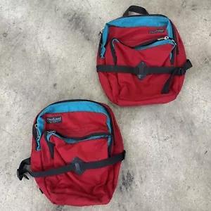 Vintage Overland Equipment borse da sella bici rosse e nere USA set di 2 borse - Foto 1 di 14