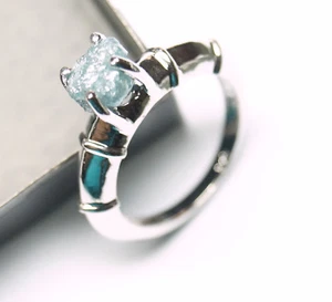 2.20ct Natural Blue Raw Diamond Uncut Diamond Rough Diamond sterling Silver ring - Picture 1 of 10