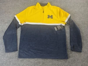  Michigan Wolverines Sweatshirt Mens Large Colosseum LS 1/4 Zip Pullover New - Picture 1 of 14