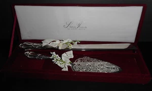 GODINGER Silver Treasures Cake Knife & Server Set in Velvet Storage Silverplate - Picture 1 of 9