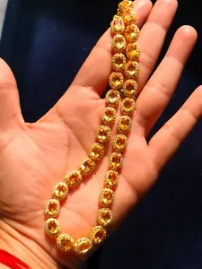 Christmas Gift Natural Citrine Tennis Necklace 925 Silver Gold Plated Jewelry - Picture 1 of 12