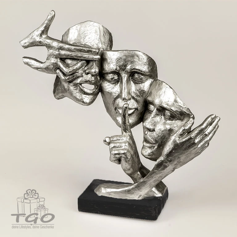 Formano Skulptur ausgefallenes schwarz-silber auf Sockel 37cm-720900 - Bild 1 von 1