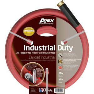 Red Rubber Commercial Hot & Cold Water Hose Industrial Duty 5/8 in. Dia x 50 ft.