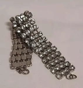 Kristall-Strass Armband Vintage Brasselet Voll bewegliches Silberfarbig - Bild 1 von 8