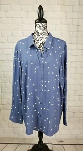Loralette women's plus size 2x long sleeve star print button down shirt b26 - Picture 1 of 10