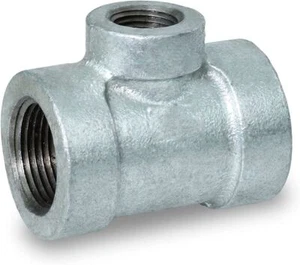 1-1/2" x 1" FIP High Pressure Galvanized Malleable Reducing Tee, 300 LB X Heavy - Picture 1 of 3