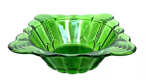 Antique US Glass Square Green Chevron Panel Design EAPG Bowl, 8-3/4" - Picture 1 of 11