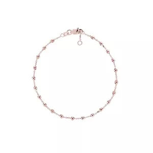 2.5mm Diamond-Cut Bead Adjustable Chain Bracelet Real 14K Rose Gold Up to 7.5" - Picture 1 of 2