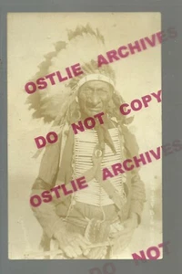 RPPC c1920 SIOUX CHIEF Indian Indians BIG NOSE Eagle Feather Headdress Doubleday - Picture 1 of 2