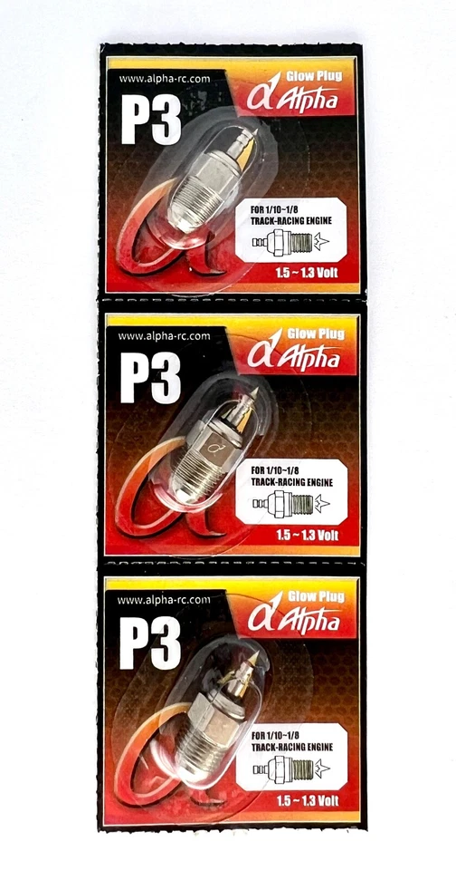 Glow Plug P3 Turbo Hot Off-Road Nitro Alpha Plus - Pack of 3 - .21, .28 Lutz RC - Image 1 of 1