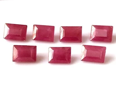 7X5 MM BAGUETTE CUT RUBY NATURAL UNHEATED FACETED CALIBRATED GEMSTONE 7 PIECES - Image 1 of 4