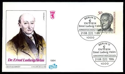 GERMANY BERLIN FDC 1984 DOCTOR ERNST LUDWIG HEIM MEDICAL MEDICINE xa21 - Image 1 of 2
