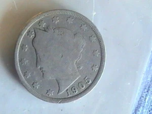 US NICKEL 5 CENTS LIBERTY 1905 - Picture 1 of 4