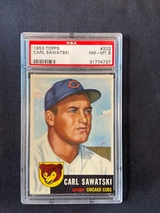 1953 TOpps graded 8 #202 Carl Sawatski - Picture 1 of 2