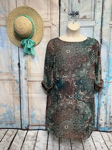 AGB Dress Sheer Multi Color Print Lined Sheath Dress Women’s 16 - Picture 1 of 6