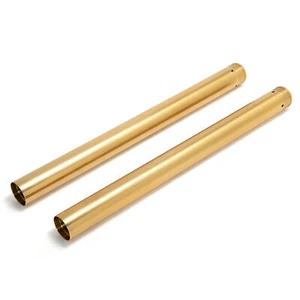 49mm Chrome Gold Fork Tubes For Harley Touring 2014-2024 Road King Street Glide - Picture 1 of 9