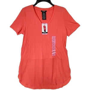 Premise Womens Coral V-neck Short Sleeve Tunic Shirt Size Small NWT $58 - Picture 1 of 6