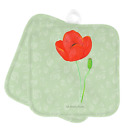 2er Set Topflappen  Blume Mohnblume - Geschenk Blumen Deko Garten Blumen Respekt