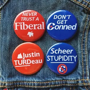 CANADIAN ELECTION BUTTONS conservative liberal ndp andrew scheer justin trudeau - Foto 1 di 10