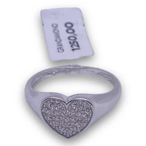 Herzring aus Weißgold und Diamanten - Bild 1 von 2