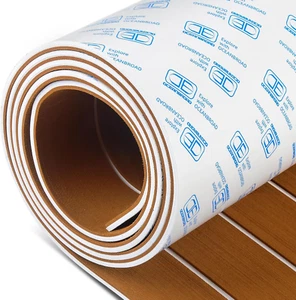 Boat Flooring EVA Foam Self-Adhesive 96''X45.6''/36''/28.8''/16.8'' Faux Teak Ma - Picture 1 of 12