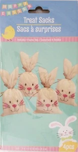 Easter Bunny Fabric Treat Sacks & Ties 4” x 8” 4 Bags/Pk, E25 - Picture 1 of 3