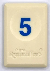 Rummikub Tile Blue 5 Game Replacement Smooth Number Engraved Back Pressman - Picture 1 of 2