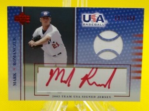 Mark Romanczuk 2003 Upper Deck AUTOGRAPH GAME-WORN JERSEY #J-9 Team USA 197/350