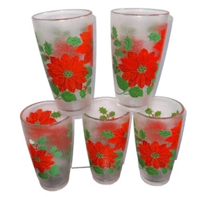 H J Stotter Becher Weihnachten Weihnachtsstern Gläser Acryl 5er Set Urlaub Vintage - Bild 1 von 4