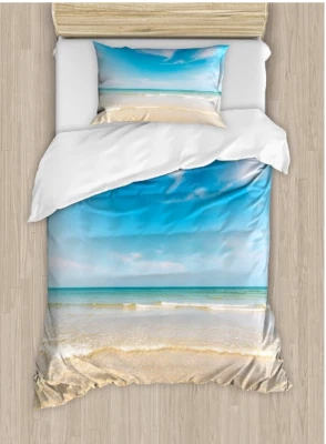 Funda nórdica y almohada Ambesonne Ocean Sham Sea and Sky Beach Twin nueva con etiquetas Foto 1 de 2
