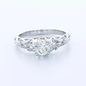 Massiver Platin Seitenstein Verlobungsring 1,02 ct runder Lab-gezüchteter Diamant H VS2 - Bild 1 von 8