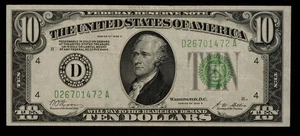FR 2002-D $10 1928 B Federal Reserve Note US DGS Transitional New High SN CA1481 - Picture 1 of 2