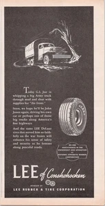 Lee of Conshohocken Vintage 1945 Print Ad Army Truck Tires Black White - Picture 1 of 1
