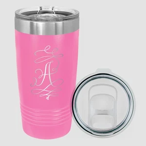 Monogrammed Insulated Travel Mug - 20 oz Personalized Laser Engraved Tumbler 003 - Picture 1 of 16