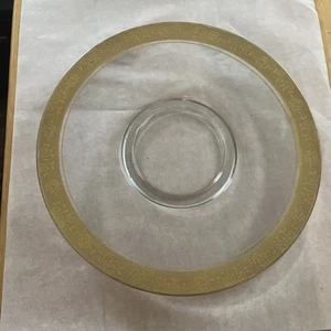 Glass Dinner Plate With Etched Gold Trim - Picture 1 of 3