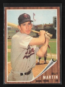 Billy Martin Minnesota Twins 1962 Topps #208 en muy buen estado - Imagen 1 de 2
