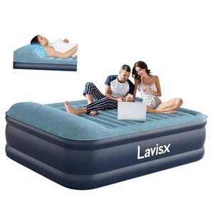 Air Mattress 20” Top Pillow with Queen Blue With Pillow and Auto Stop Pump - Picture 1 of 7
