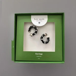 Kate Spade New York x Target Black Pearl Polka Dot Black Hoop Earrings New Box - Picture 1 of 5