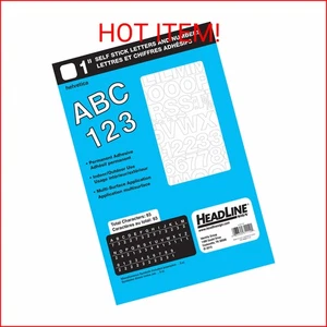 Headline Sign 31112 Stick-On Vinyl Letters and Numbers, White, 1-Inch, Made in U - Picture 1 of 2