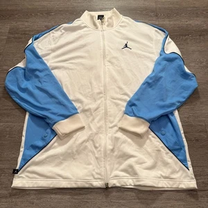 Jordan Jacket Adult XXL White Blue Jumpman Full Zip Warm Up Track Casual Mens - Picture 1 of 14