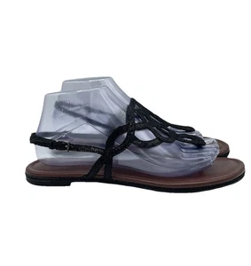 Zapato Kelly & Katie Mujer Talla 8 Negro Amapola Serpiente Estampado Lentejuelas Tanga Eslinga - Imagen 1 de 10