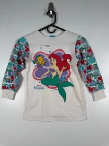 Vtg Disney Kids Girls Ariel The Little Mermaid Sleepwear Top White Sz 14x21 - Picture 1 of 19