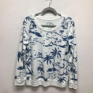 Chaser Womens Pullover Sweatshirt Beige Hawaiian Long Sleeve Round Neck M New - Picture 1 of 6